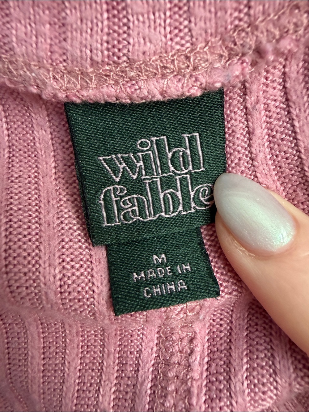 wild fable Mauve Pink Ribbed V-Neck Long-Sleeve Top - Picture 3 of 3